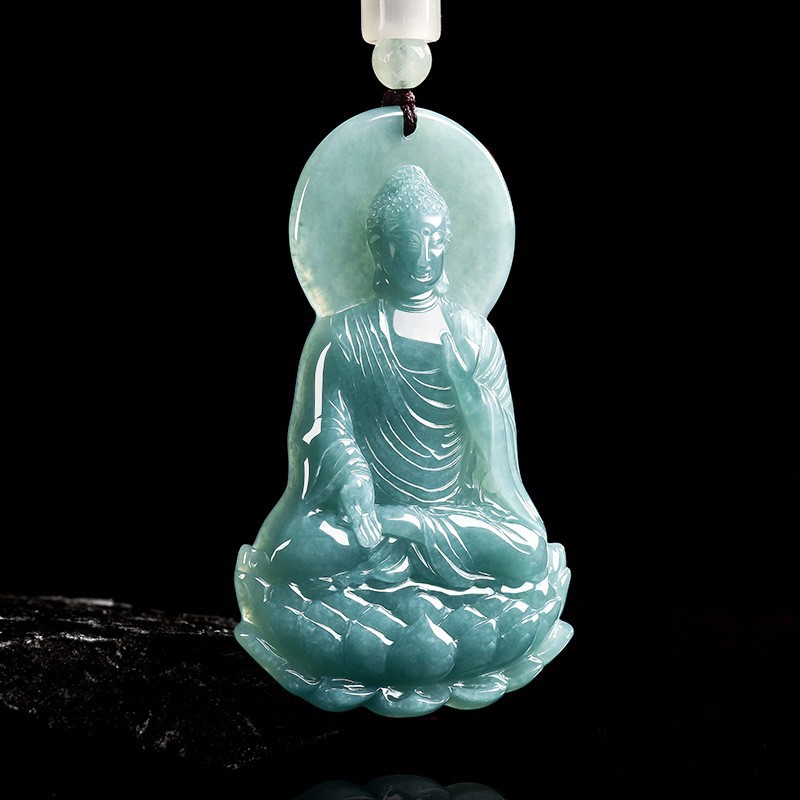 Jewelry & Watches Spółka Z Ograniczoną Odpowiedzialnością - Natural Burmese Jadeite Buddha Pendant Necklace