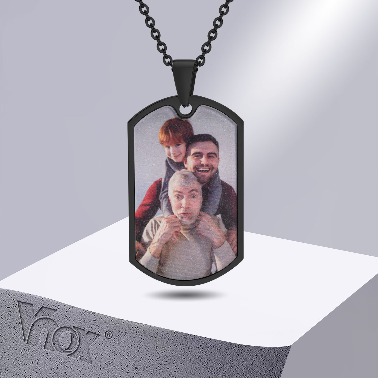Mens Dog Tag Necklace - Vnox Free Custom Photos Words Dog