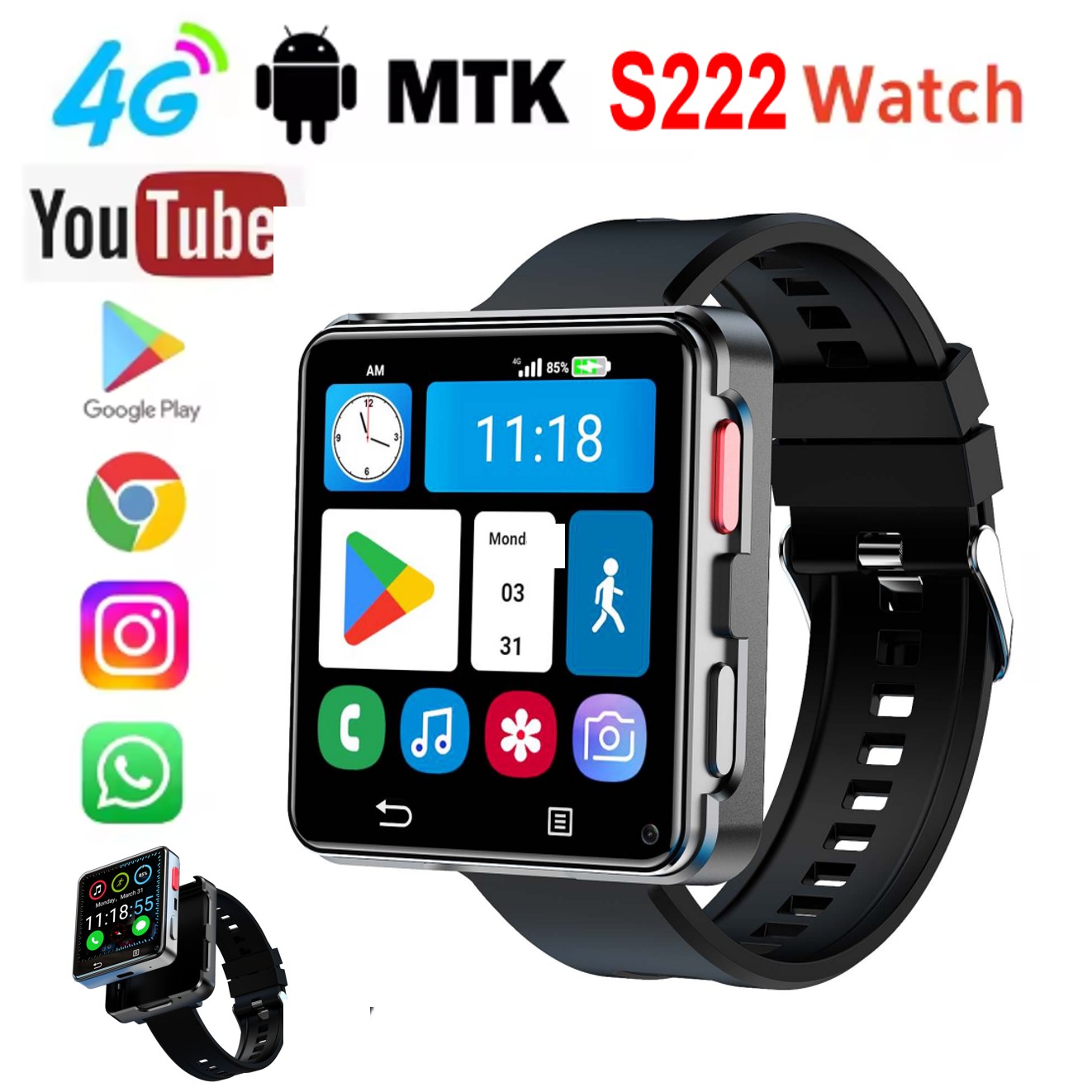 Smartwatch - S222 Smart Watch 4G SI-M Card