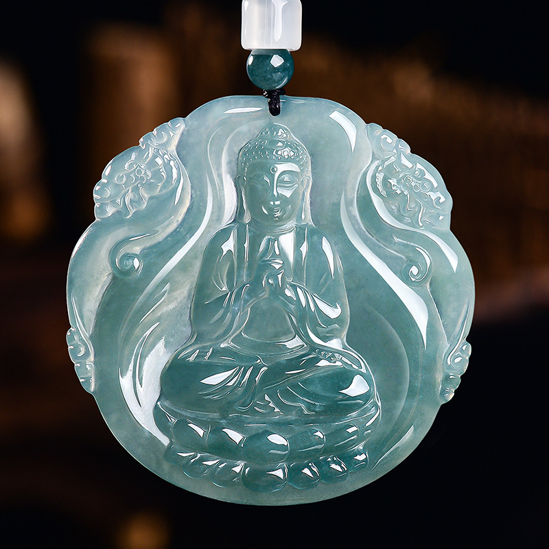 Jewelry & Watches Spółka Z Ograniczoną Odpowiedzialnością - Natural Burmese Jadeite Buddha Pendant Necklace