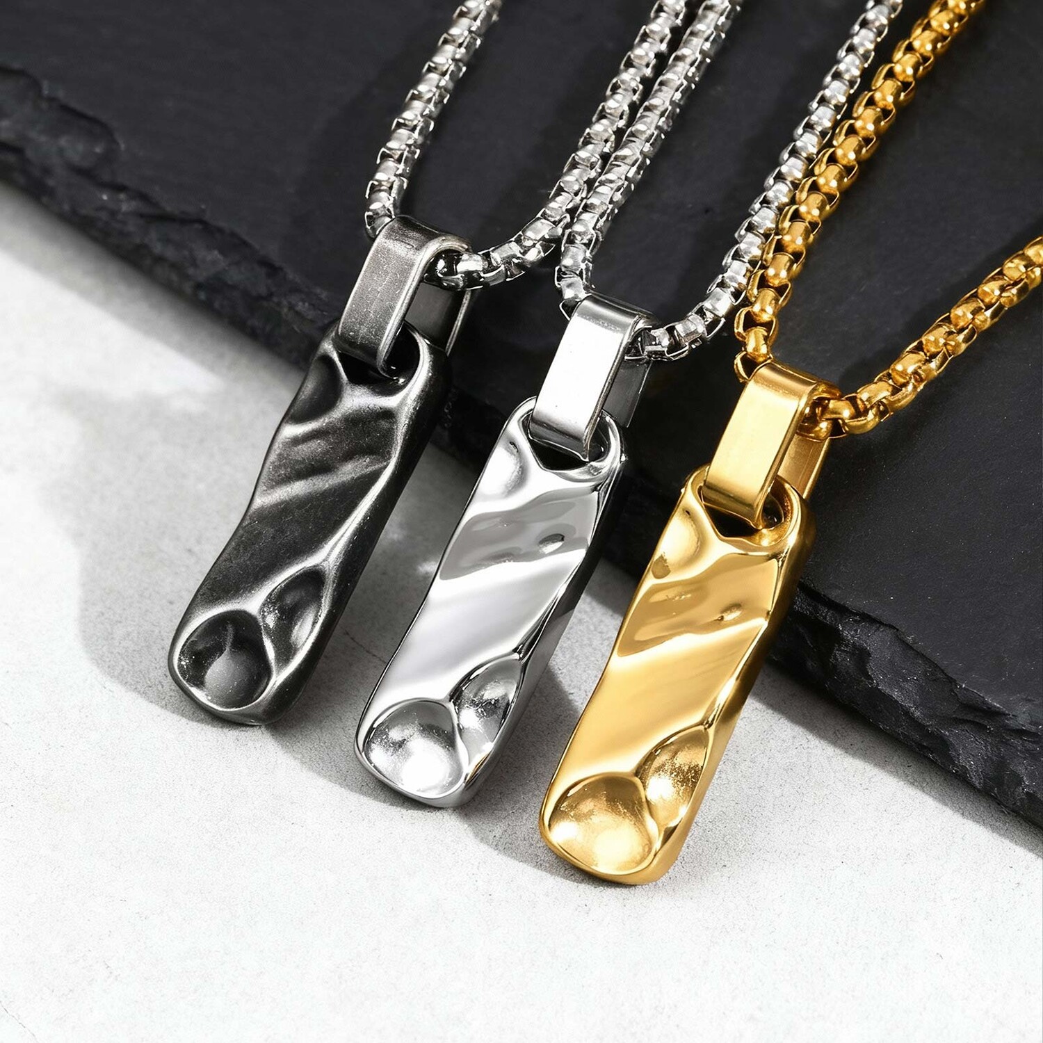 Mens Dog Tag Necklace - Small Dogtag Pendant Necklaces for Men