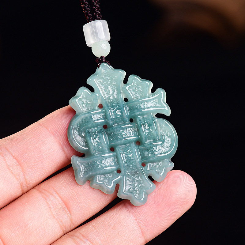 Jewelry & Watches Spółka Z Ograniczoną Odpowiedzialnością - Natural Burmese Jadeite Chinese Knot Pendant
