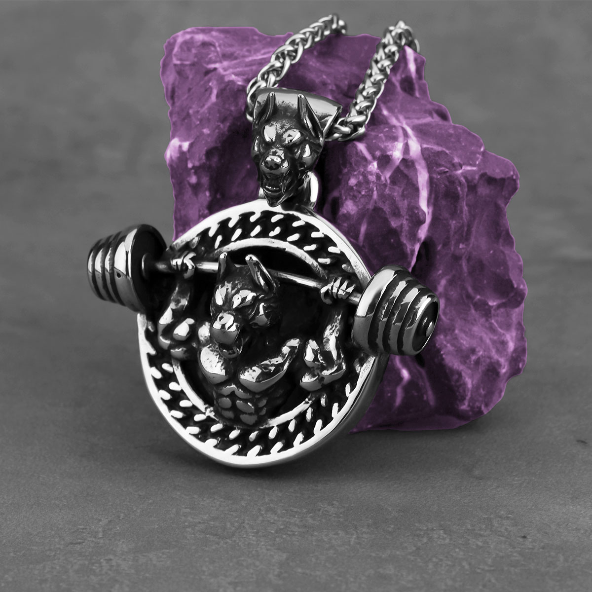 Mens Dog Tag Necklace - Creative Design Barbell Fitness Necklace Gothic