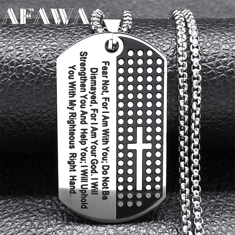 Fear Not for I Am with You Chr - Mens Dog Tag Necklace recension och pris