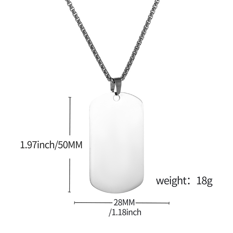 HNSP Plain Stainless Steel Sea - Mens Dog Tag Necklace recension och pris