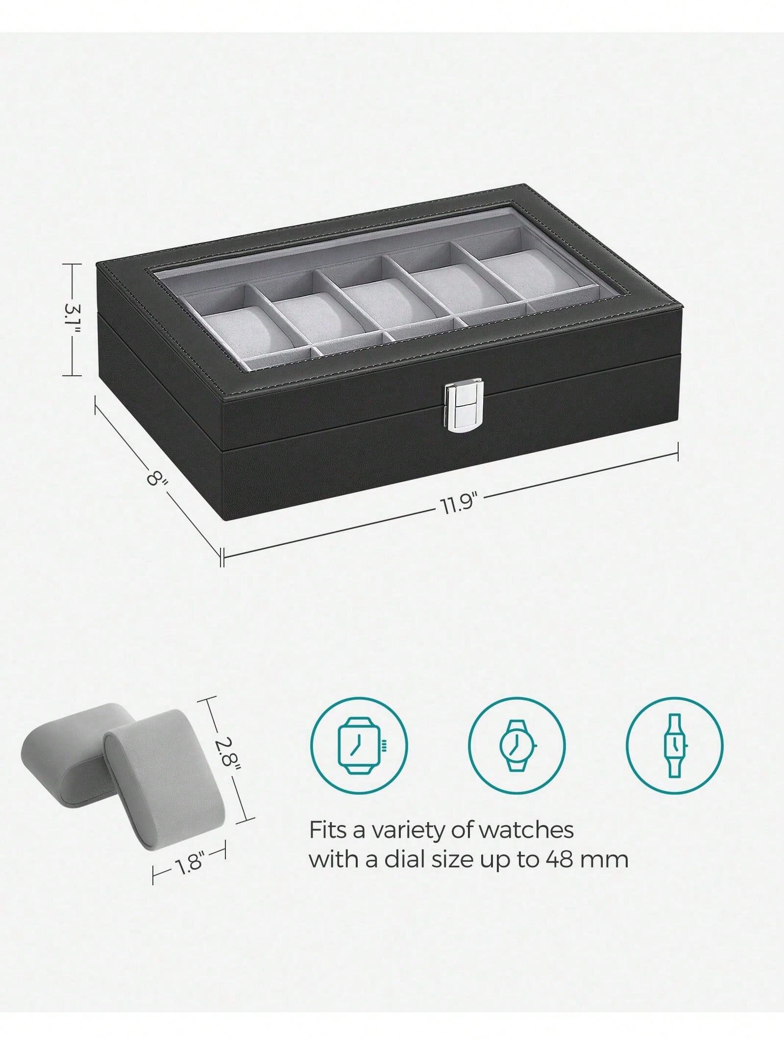 12-Slot Lockable Watch Box wit - Jewelry Stand Watches recension och pris