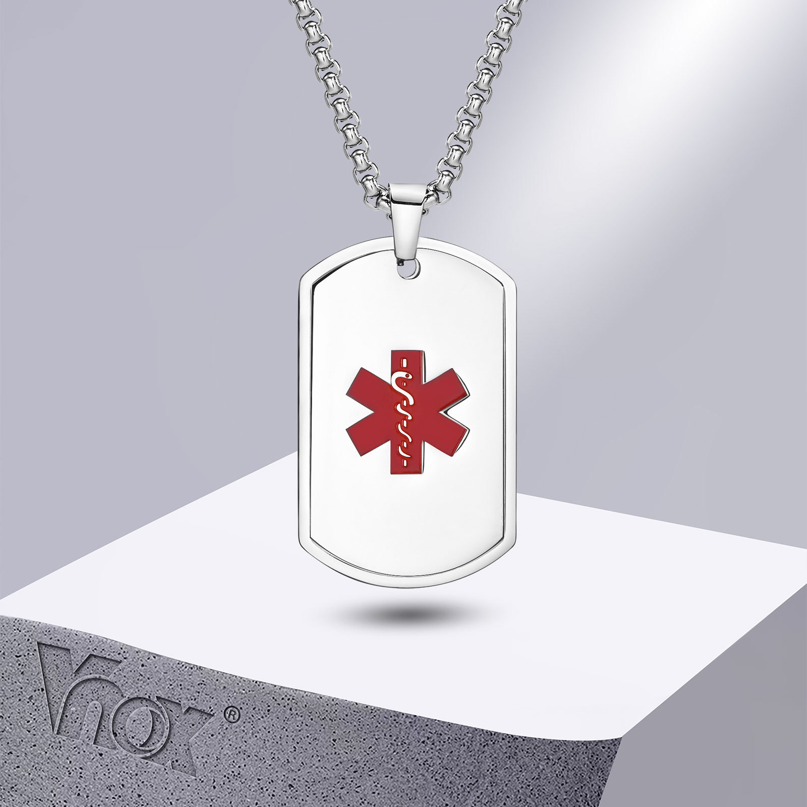 Vnox Medical Alert ID Necklace - Mens Dog Tag Necklace recension och pris