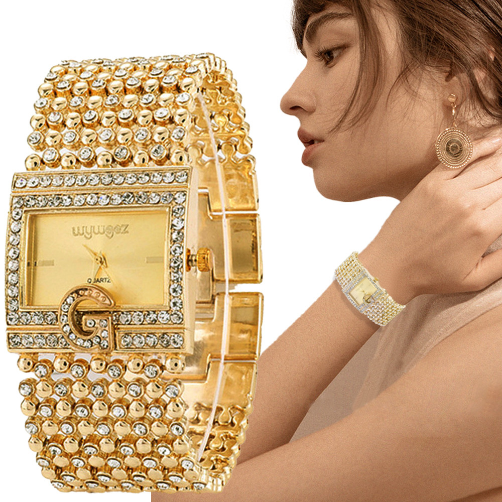 Simple Square Gold Watches Wom - Jewelry Diamond Watches recension och pris