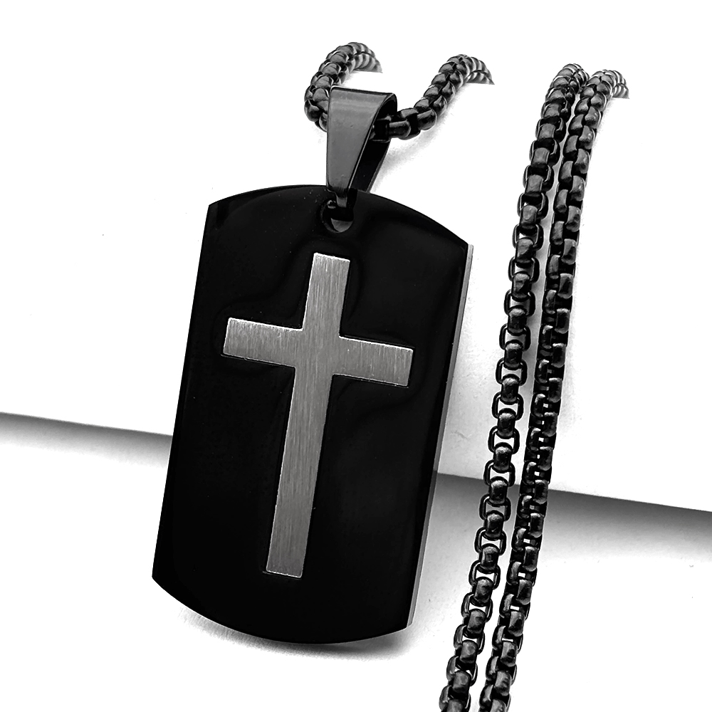 Military Army Two-tone Cross C - Mens Dog Tag Necklace recension och pris