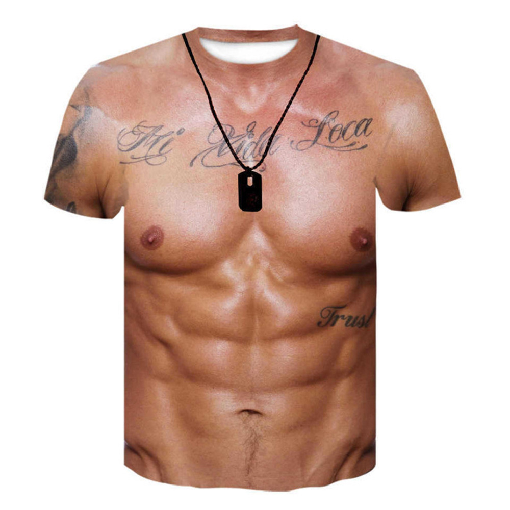 Men Funny Fake Muscle Abs 3D A - Mens Dog Tag Necklace recension och pris