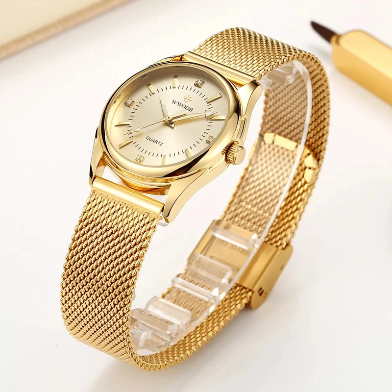 WWOOR Luxury Brand Dress Gold  - Jewelry Diamond Watches recension och pris